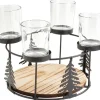 Holz-Metall-Adventskranz mit Baumsilhouette