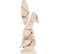 Holzstückchen-Hase auf Sockel