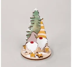 Holz-Steckmotiv "Wichtel mit Tanne"