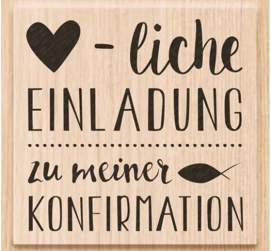 Holzstempel "Herzliche Einladung Konfirmation"