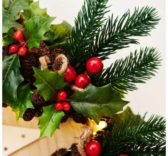 Ilex Zweig "Green" mit Beeren, L 40 cm,