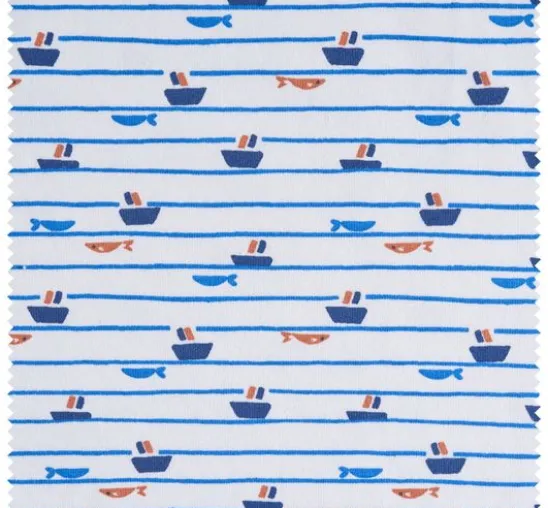 Jersey-Stoff "Boote und Fische"
