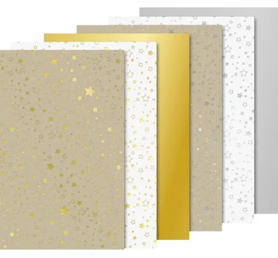 Karton-Block "Sterne" Gold/Silber