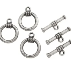 Knebelverschluss, versilbert, 3 Stück