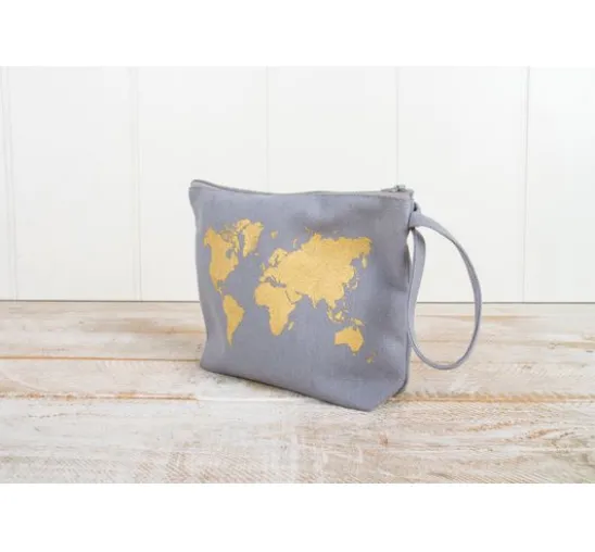 Kosmetiktasche mit Reißverschluss, 22 x 17 cm, Grau