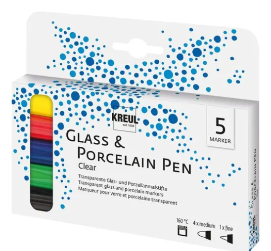 KREUL Glass & Procelain Pen "Clear", 5er-Set