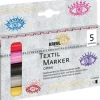 KREUL Textil Marker medium "Glitter", 5er-Set