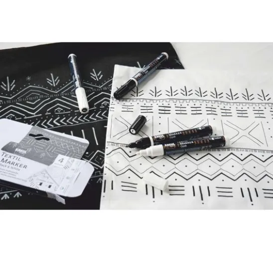 KREUL Textil Marker Opak "Black & White", 4er-Set
