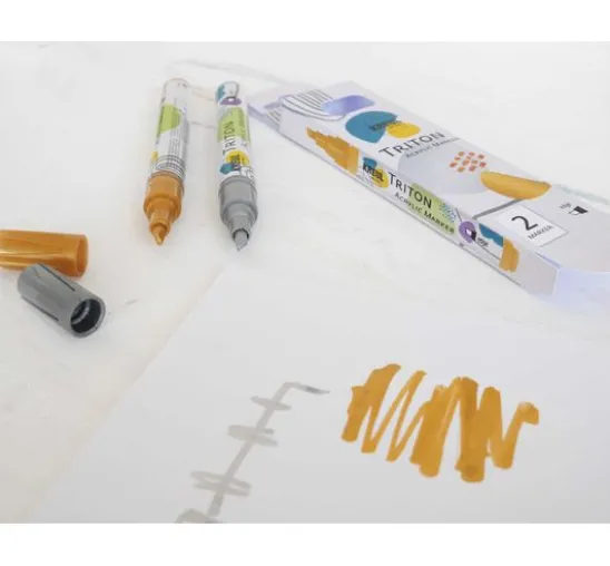 KREUL Triton Acrylic Marker "edge", 2er-Set, Silber & Gold