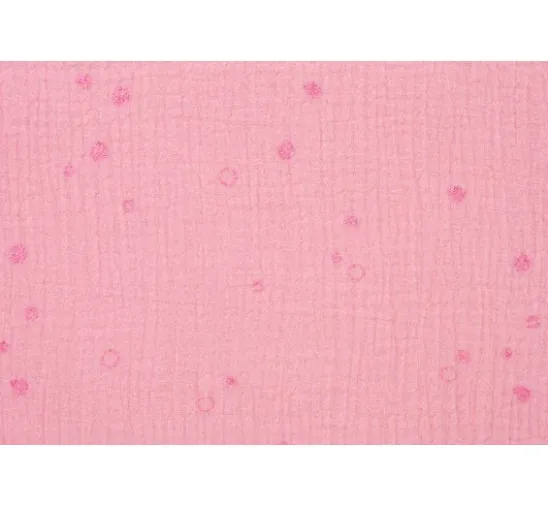 Krinkel-Musselin Baumwoll-Stoff mit Metallic-Effekt "Wild Dots-Lachsrosa"