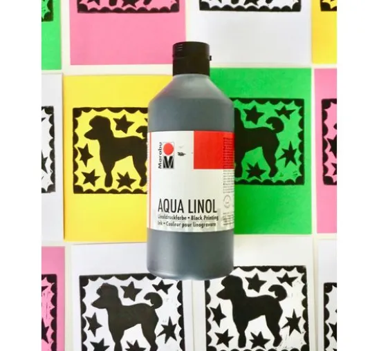 Marabu Aqua‑Linoldruckfarbe, schwarz, 500 ml