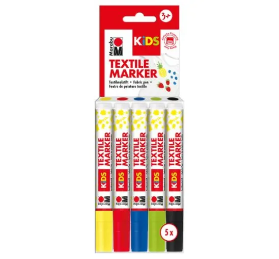 Marabu KIDS TEXTILMARKER, 5er-Set