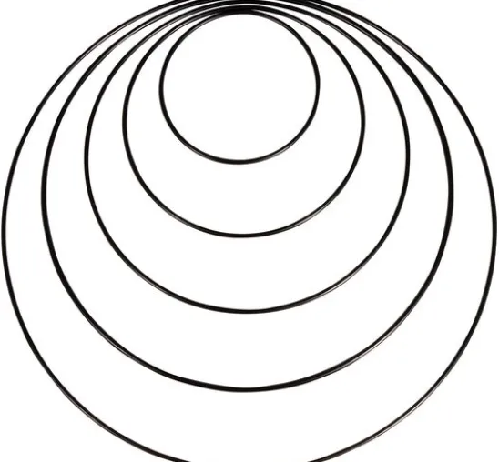 Metallring "Kreis", 10 - 30 cm, 5er-Set, Schwarz