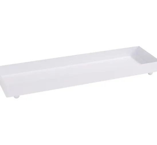 Metall-Tablett, rechteckig, 2er-Set, weiß