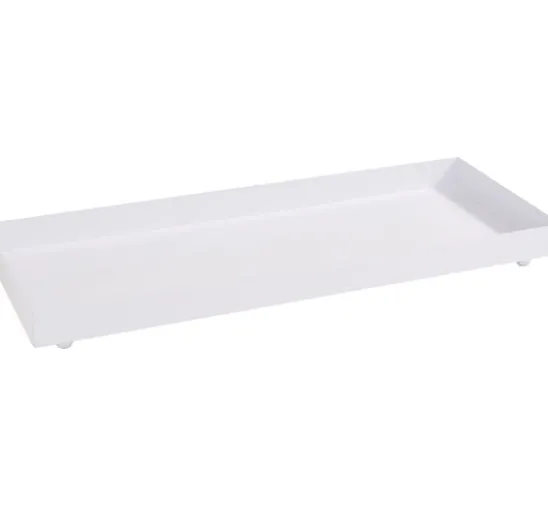 Metall-Tablett, rechteckig, 2er-Set, weiß