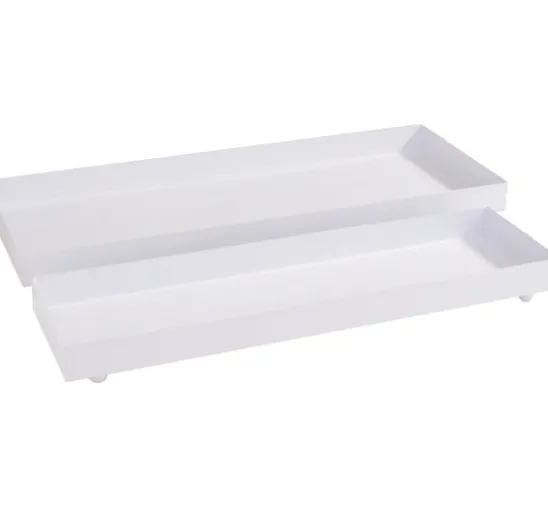 Metall-Tablett, rechteckig, 2er-Set, weiß