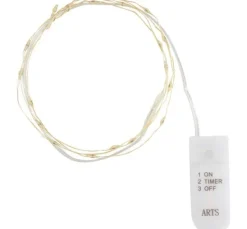 Micro-LED-Lichterkette, mit Timer, goldfarbener Draht, 20 LEDs