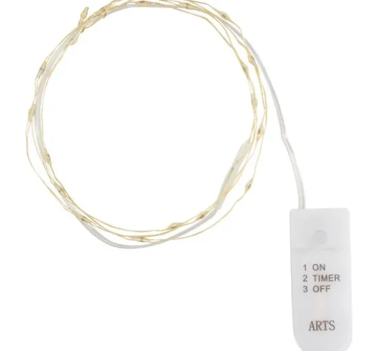 Micro-LED-Lichterkette, mit Timer, goldfarbener Draht, 20 LEDs
