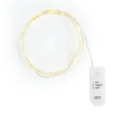 Micro-LED-Lichterkette, mit Timer, goldfarbener Draht, 20 LEDs