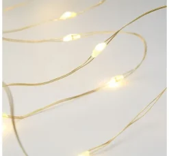 Micro-LED-Lichterkette, mit Timer, goldfarbener Draht, 10 LEDs