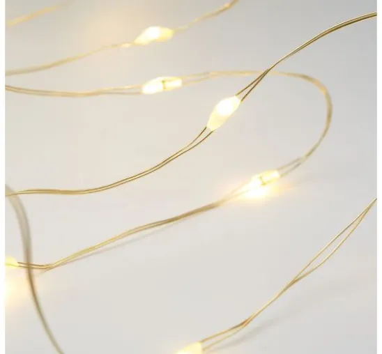 Micro-LED-Lichterkette, mit Timer, goldfarbener Draht, 10 LEDs