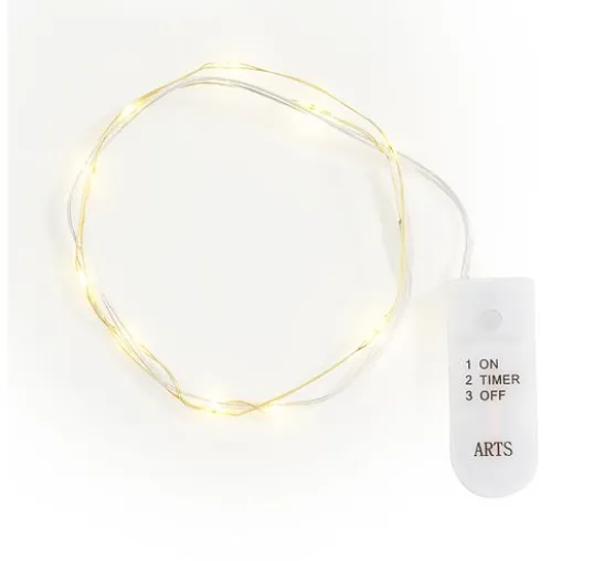 Micro-LED-Lichterkette, mit Timer, goldfarbener Draht, 10 LEDs