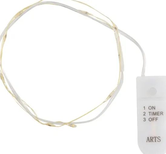 Micro-LED-Lichterkette, mit Timer, goldfarbener Draht, 10 LEDs