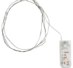 Micro LED Lichterkette, mit Timer, schwarzer Draht, 20 LEDs
