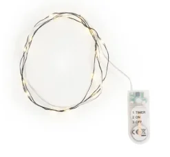 Micro LED Lichterkette, mit Timer, schwarzer Draht, 20 LEDs