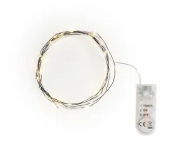 Micro-LED-Lichterkette, mit Timer, schwarzer Draht, 30 LEDs