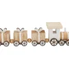 Miniatur Holz-Eisenbahn, mit 3 Geschenke-Waggons