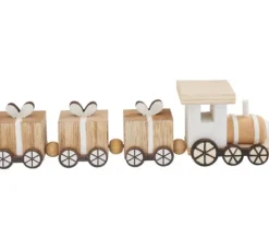 Miniatur Holz-Eisenbahn, mit 3 Geschenke-Waggons