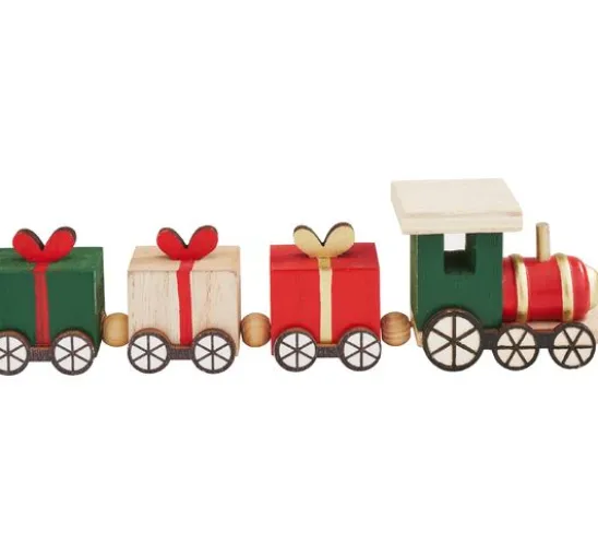 Miniatur Holz-Eisenbahn, mit 3 Geschenke-Waggons