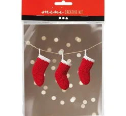 Mini Bastelset Häkeln "Weihnachtsstrümpfe"