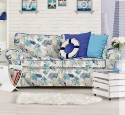 Motiv-Stoff Leinenoptik "Azzurro"
