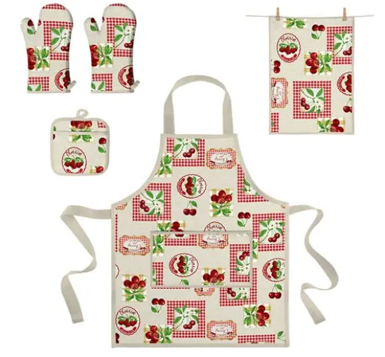 Motiv-Stoff Leinenoptik "Cherries"