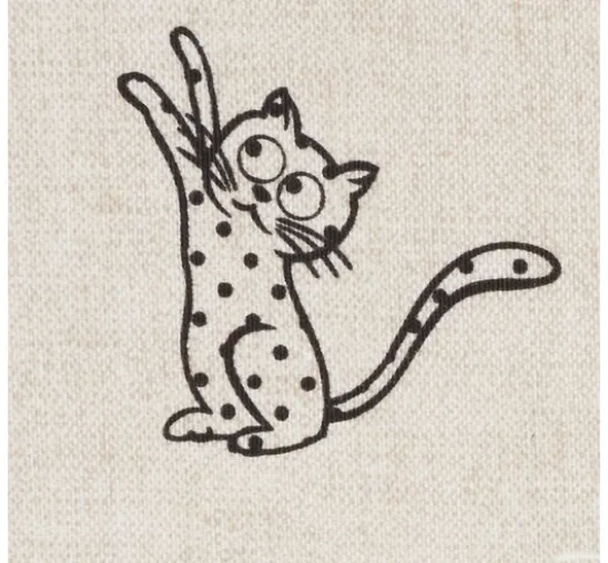 Motiv-Stoff Leinenoptik "Katzen"