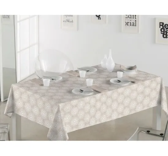 Motiv-Stoff Leinenoptik "Mandala Kreise Spitze"