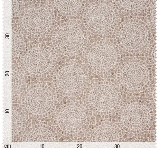 Motiv-Stoff Leinenoptik "Mandala Kreise Spitze"