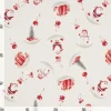 Motiv-Stoff Leinenoptik mit Golddruck "Snowman and Santa"