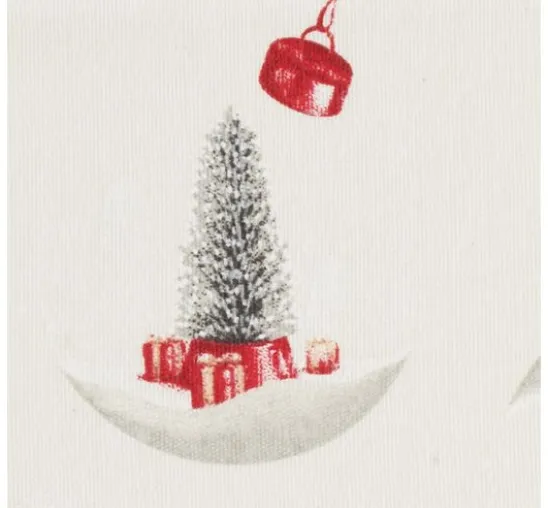 Motiv-Stoff Leinenoptik mit Golddruck "Snowman and Santa"