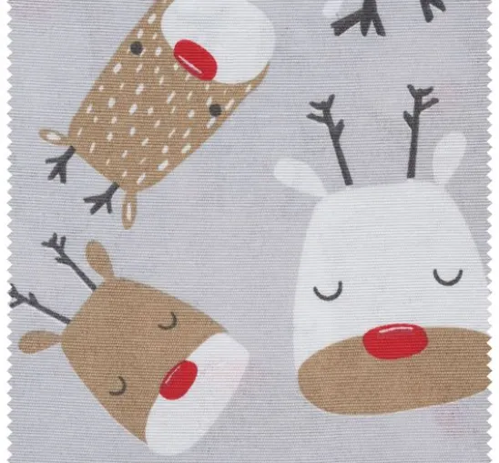 Motiv-Stoff Leinenoptik "Red Nose Rudi"