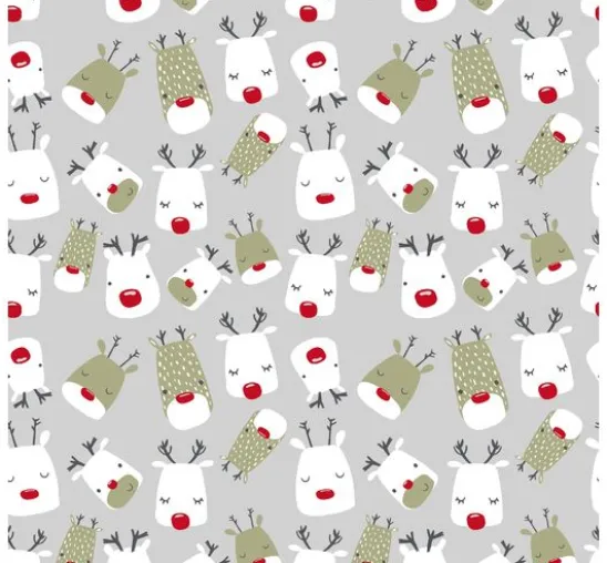 Motiv-Stoff Leinenoptik "Red Nose Rudi"