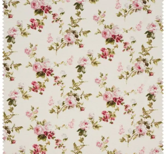 Motiv-Stoff Leinenoptik "Rosen"