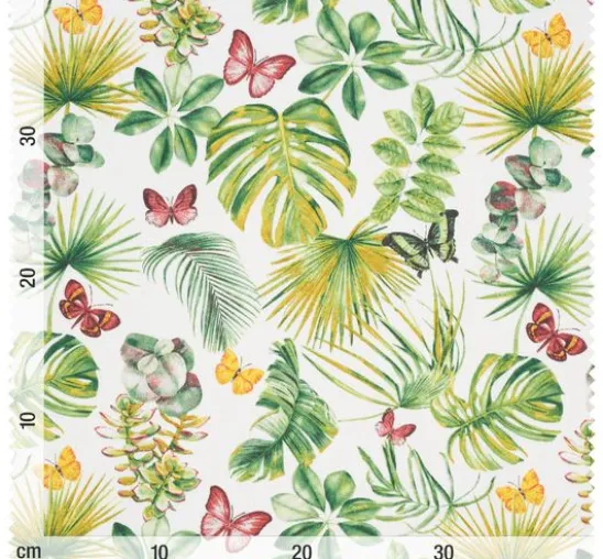 Motiv-Stoff Leinenoptik "Tropic Varia"
