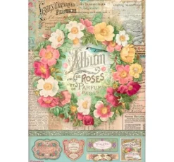Motiv-Strohseide "Album of Roses"