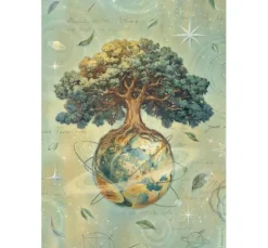 Motiv-Strohseide "A New Beginning - The World Tree"
