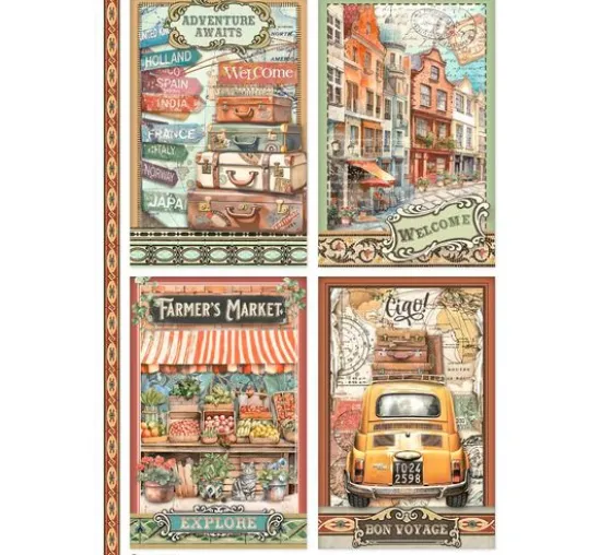 Motiv-Strohseide "Art of Travelling"