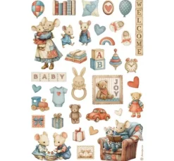 Motiv-Strohseide "Baby - Accessories"
