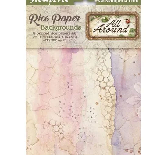 Motiv-Strohseide Backgrounds "All Around", DIN A6, 8er-Set